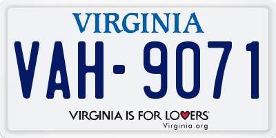 VA license plate VAH9071