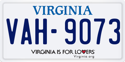 VA license plate VAH9073