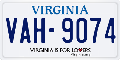 VA license plate VAH9074