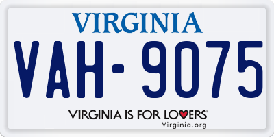 VA license plate VAH9075