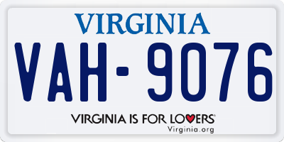 VA license plate VAH9076