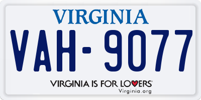 VA license plate VAH9077