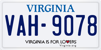 VA license plate VAH9078