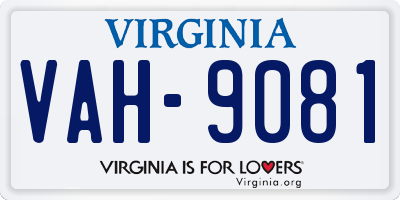 VA license plate VAH9081