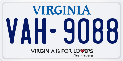 VA license plate VAH9088