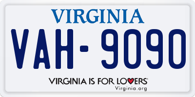 VA license plate VAH9090