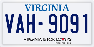 VA license plate VAH9091