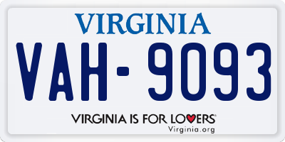 VA license plate VAH9093