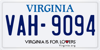 VA license plate VAH9094