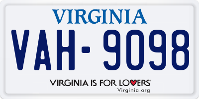 VA license plate VAH9098