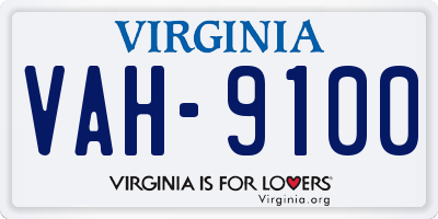 VA license plate VAH9100
