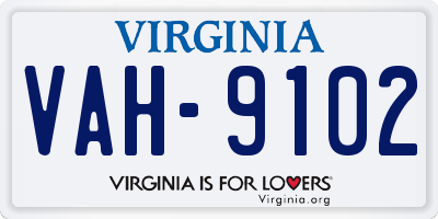 VA license plate VAH9102