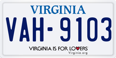 VA license plate VAH9103