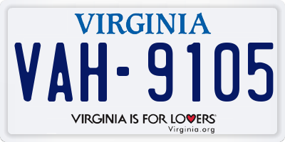 VA license plate VAH9105