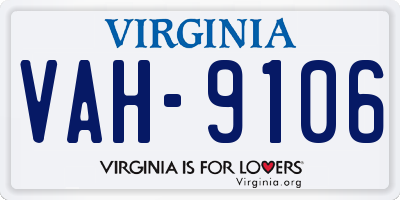 VA license plate VAH9106