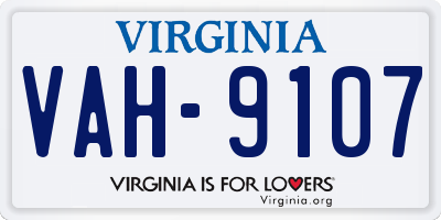 VA license plate VAH9107