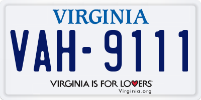 VA license plate VAH9111