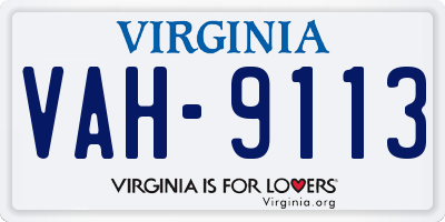 VA license plate VAH9113