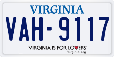 VA license plate VAH9117