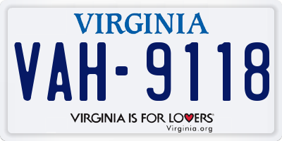 VA license plate VAH9118