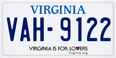 VA license plate VAH9122