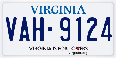 VA license plate VAH9124