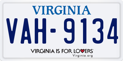 VA license plate VAH9134