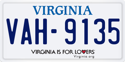 VA license plate VAH9135