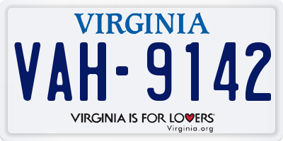 VA license plate VAH9142