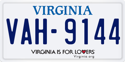 VA license plate VAH9144