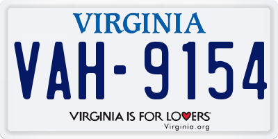 VA license plate VAH9154