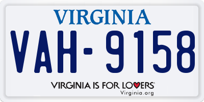 VA license plate VAH9158