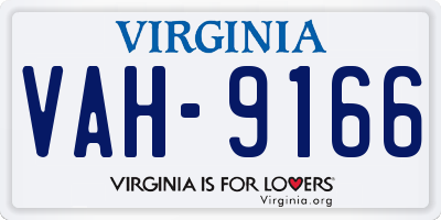VA license plate VAH9166