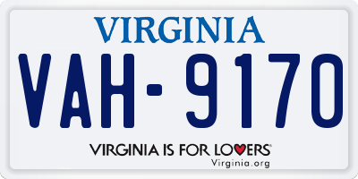 VA license plate VAH9170