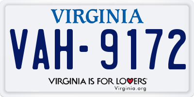 VA license plate VAH9172
