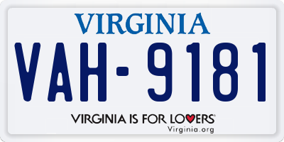 VA license plate VAH9181