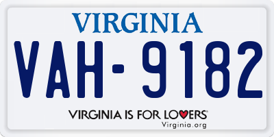 VA license plate VAH9182
