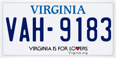 VA license plate VAH9183