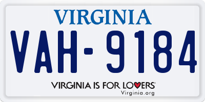 VA license plate VAH9184