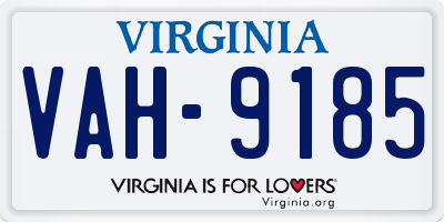 VA license plate VAH9185