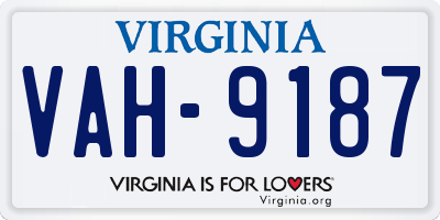 VA license plate VAH9187