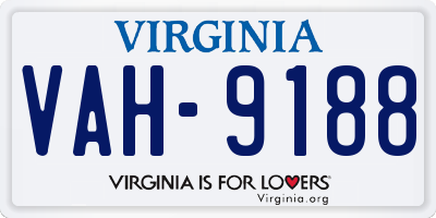 VA license plate VAH9188