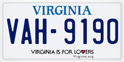 VA license plate VAH9190