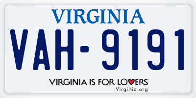 VA license plate VAH9191