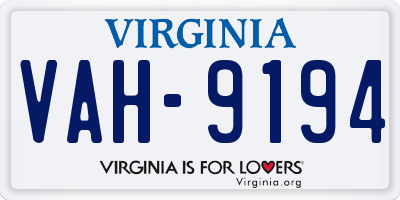 VA license plate VAH9194