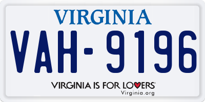 VA license plate VAH9196