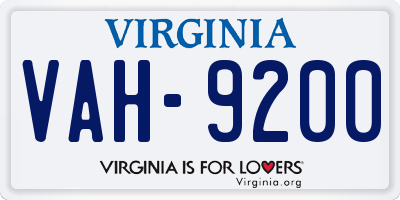 VA license plate VAH9200