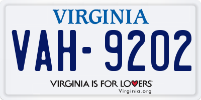 VA license plate VAH9202