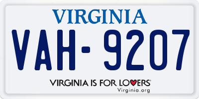 VA license plate VAH9207