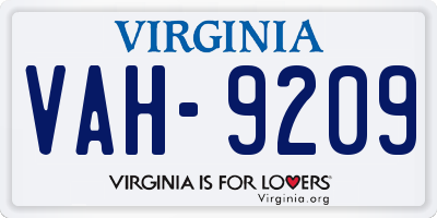 VA license plate VAH9209